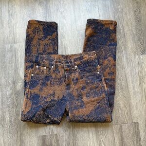 Patterned Brown & Navy Casual Pants